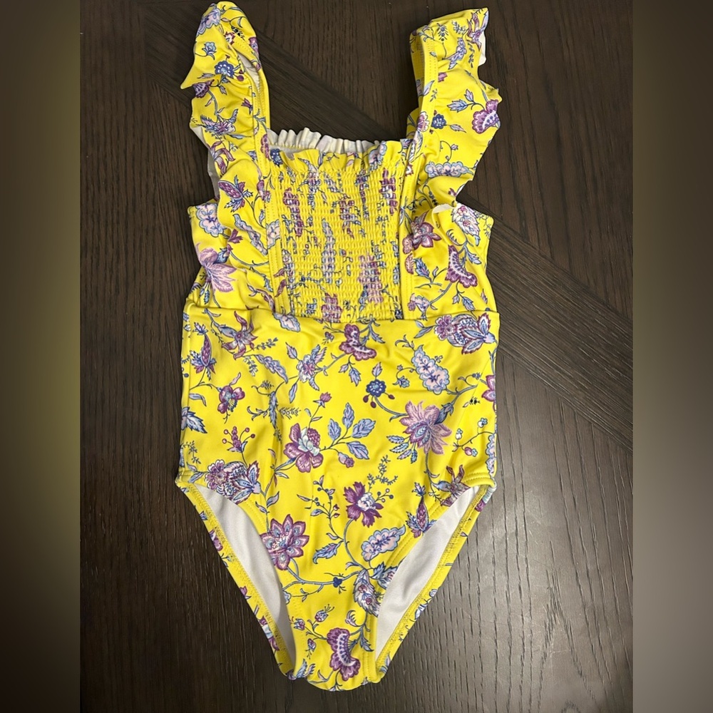 Janie and Jack, Floral Ruffle Sleeve Swimsuit, Size 3